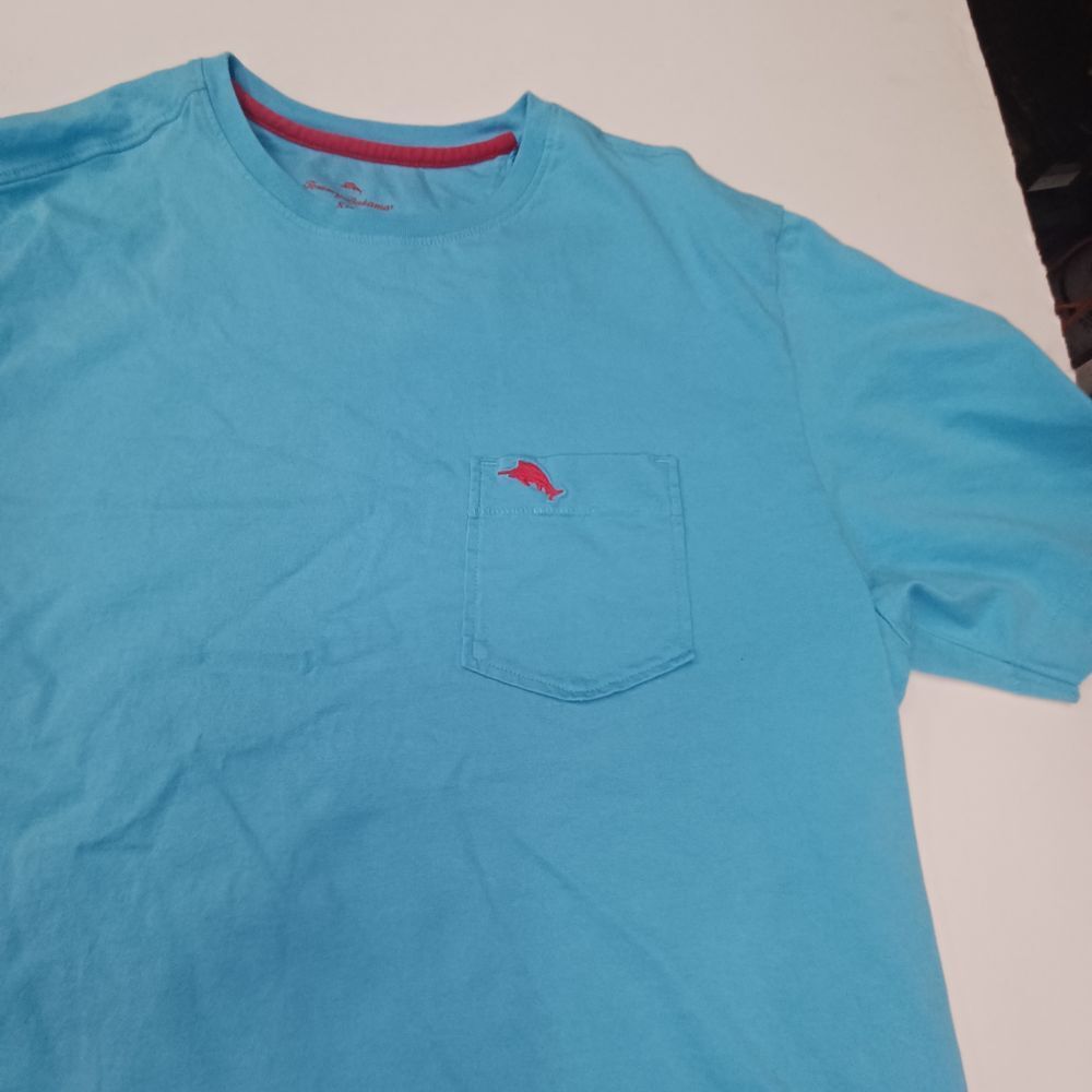 Tommy Bahama Relax T-Shirt Crew Neck Short Sleeve Pocket Tee Blue‎